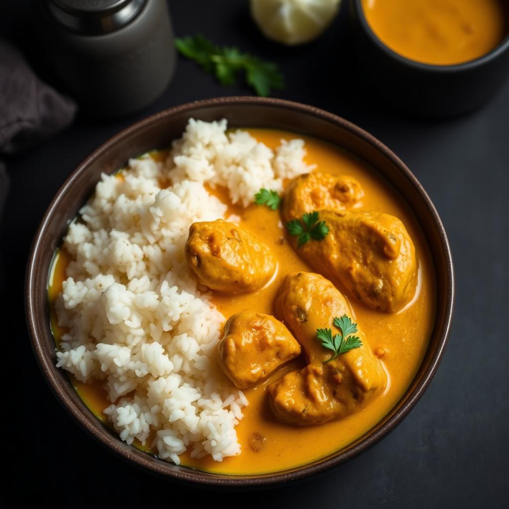 Grosse Curry Poulet mit Reis